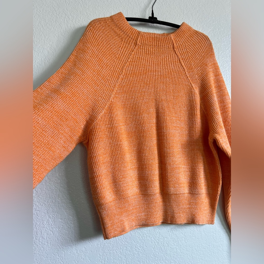 Free People Orange Zest Too Good Ribbed Trim Pullover Sweater Size S